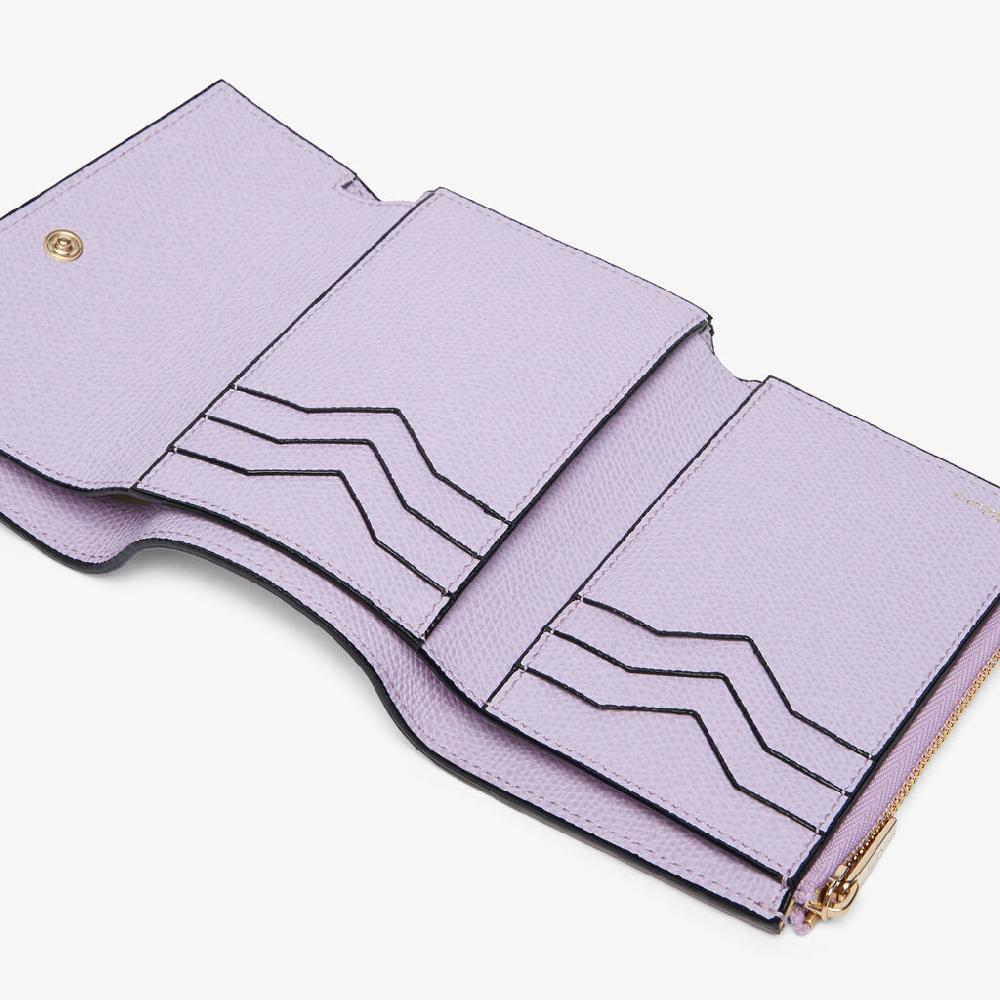 Valextra Portafoglio Piccolo Da Donna Di Lusso In Pelle Lilla | Valextra Pocket
