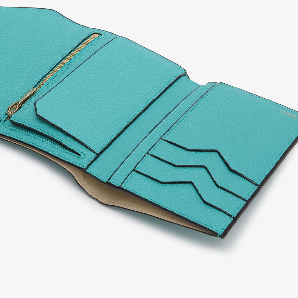 Valextra Portafoglio Piccolo Da Donna In Pelle Azzurra | Valextra Iside