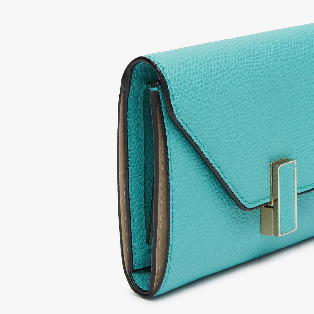 Valextra Portafoglio Piccolo Da Donna In Pelle Azzurra | Valextra Iside