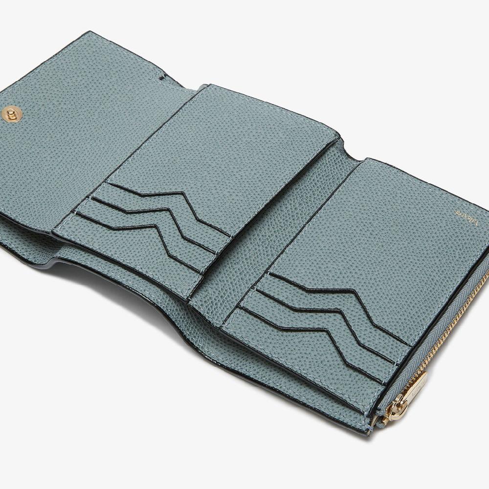 Valextra Portafoglio Piccolo Di Lusso In Pelle Azzurra | Valextra Pocket