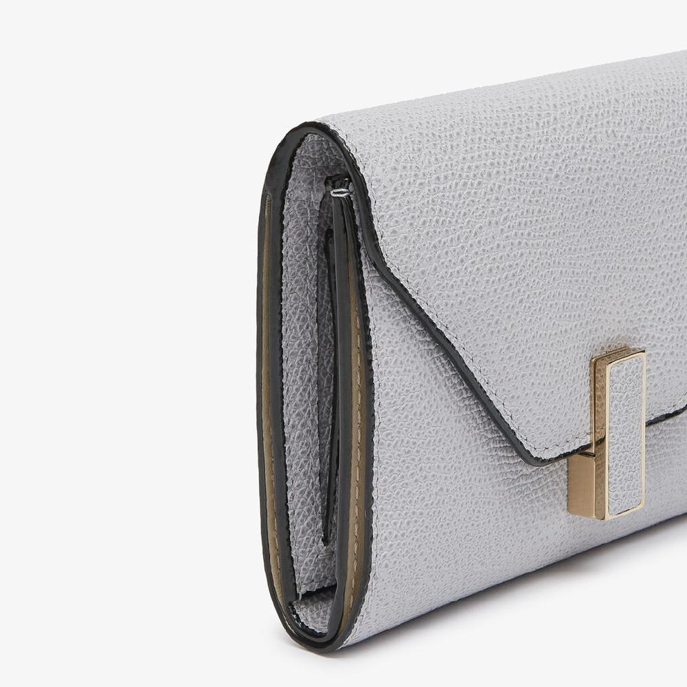 Valextra Portafoglio Piccolo Di Lusso In Pelle Grigia | Valextra Iside