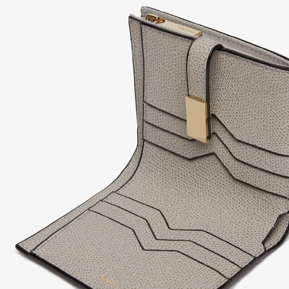 Valextra Portafoglio Piccolo In Pelle Grigio Chiaro | Valextra
