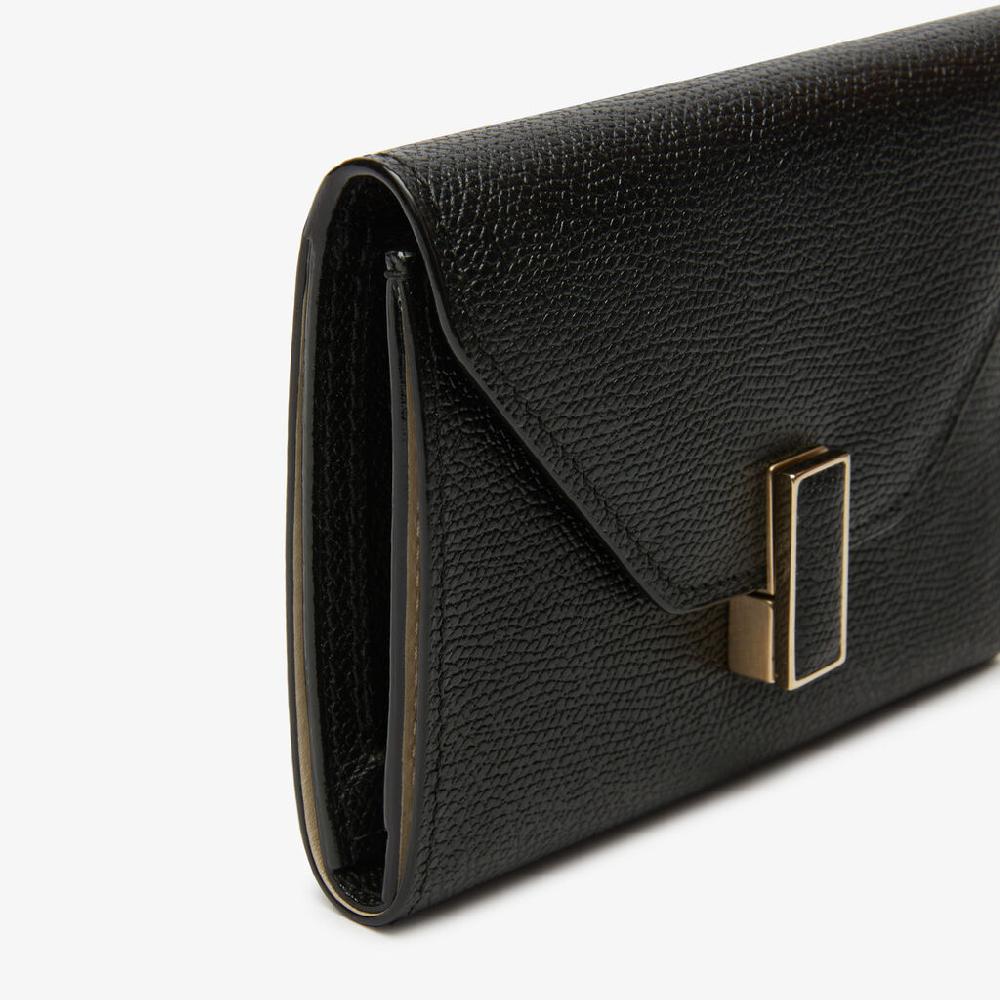 Valextra Portafoglio Piccolo Trifold In Pelle Nera | Valextra Iside