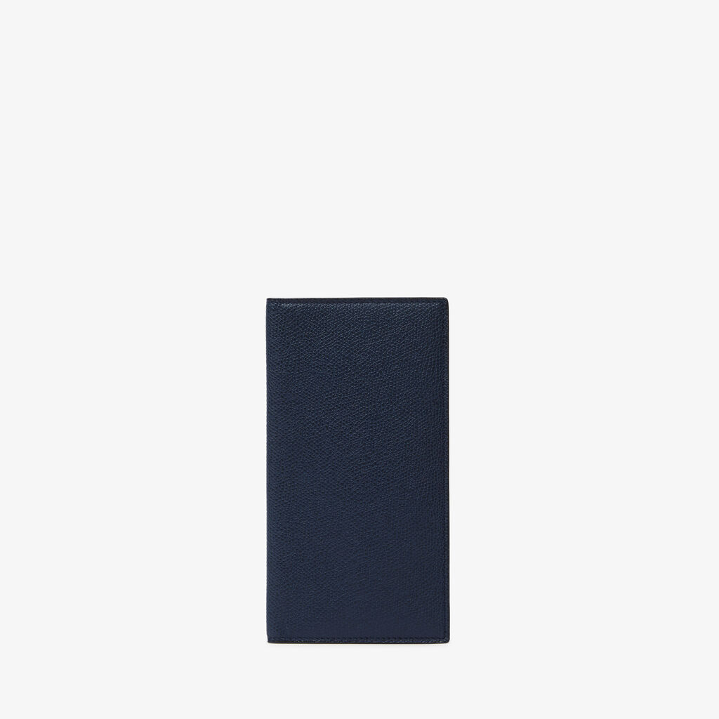 Valextra Portafoglio verticale bifold di Lusso in Pelle Blu | Valextra