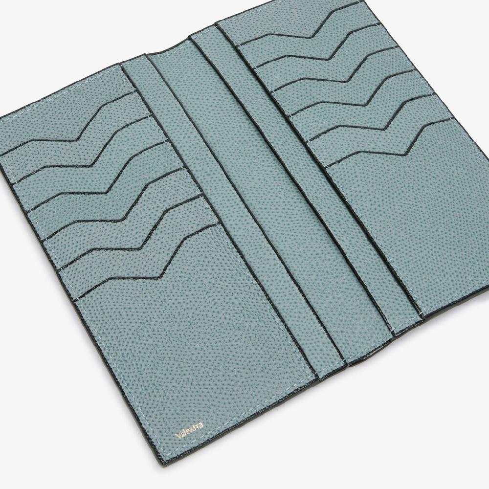 Valextra Portafoglio Verticale Bifold In Pelle Azzurra Cerulea | Valextra
