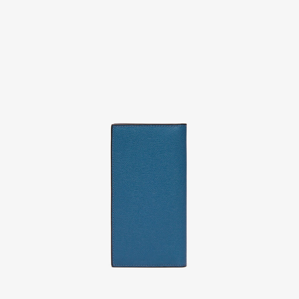 Valextra Portafoglio Verticale Bifold In Pelle Blu Cobalto | Valextra
