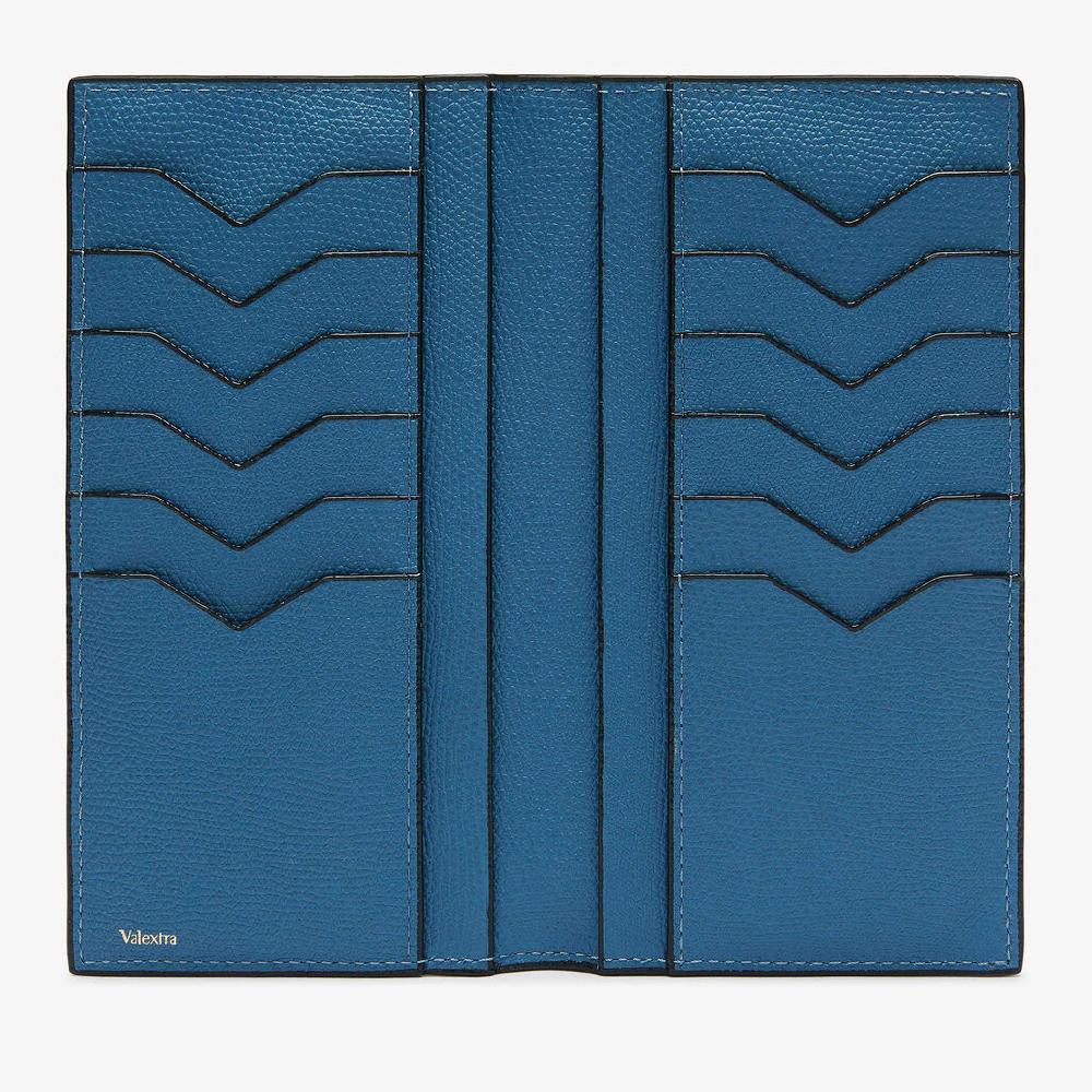 Valextra Portafoglio Verticale Bifold In Pelle Blu Cobalto | Valextra