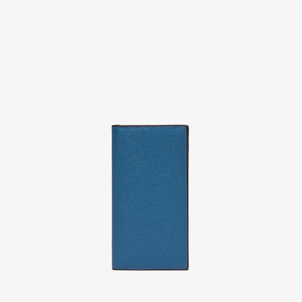 Valextra Portafoglio verticale bifold in Pelle Blu Cobalto | Valextra