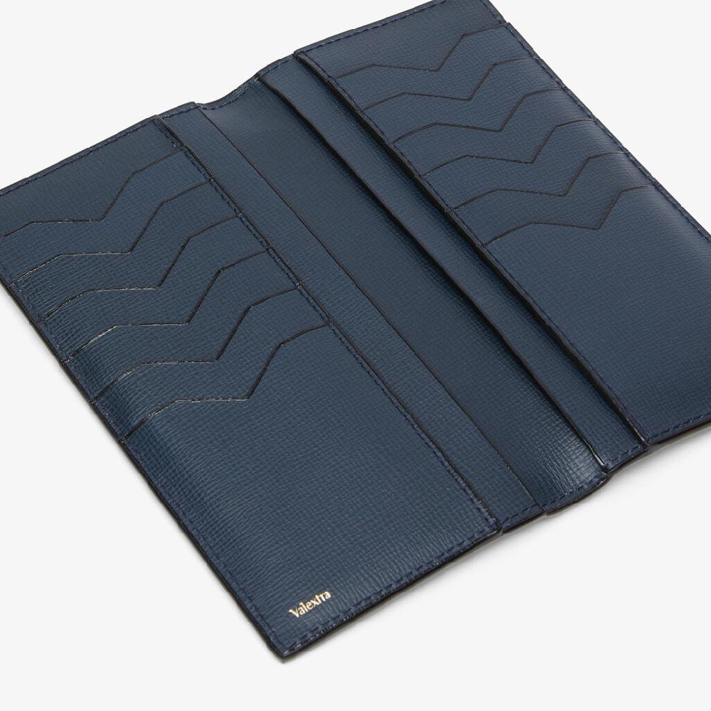Valextra Portafoglio Verticale Bifold In Pelle Blu | Valextra