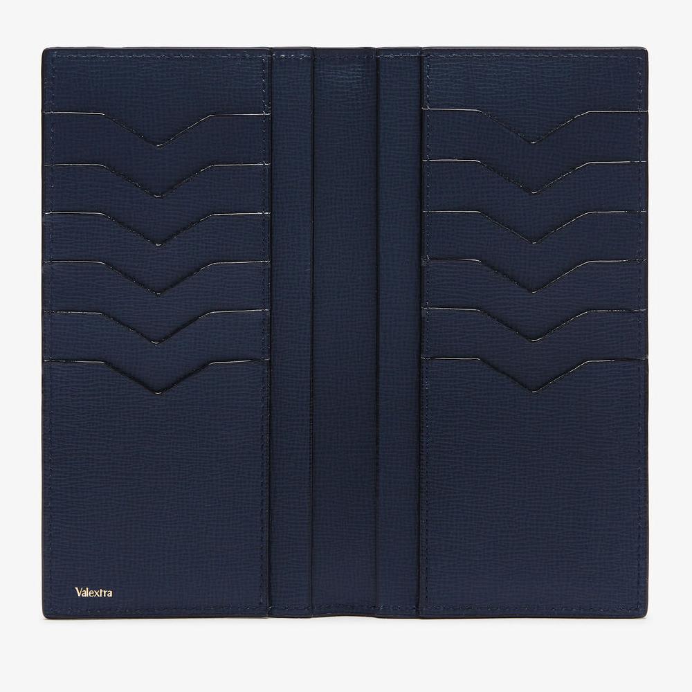 Valextra Portafoglio Verticale Bifold In Pelle Blu | Valextra