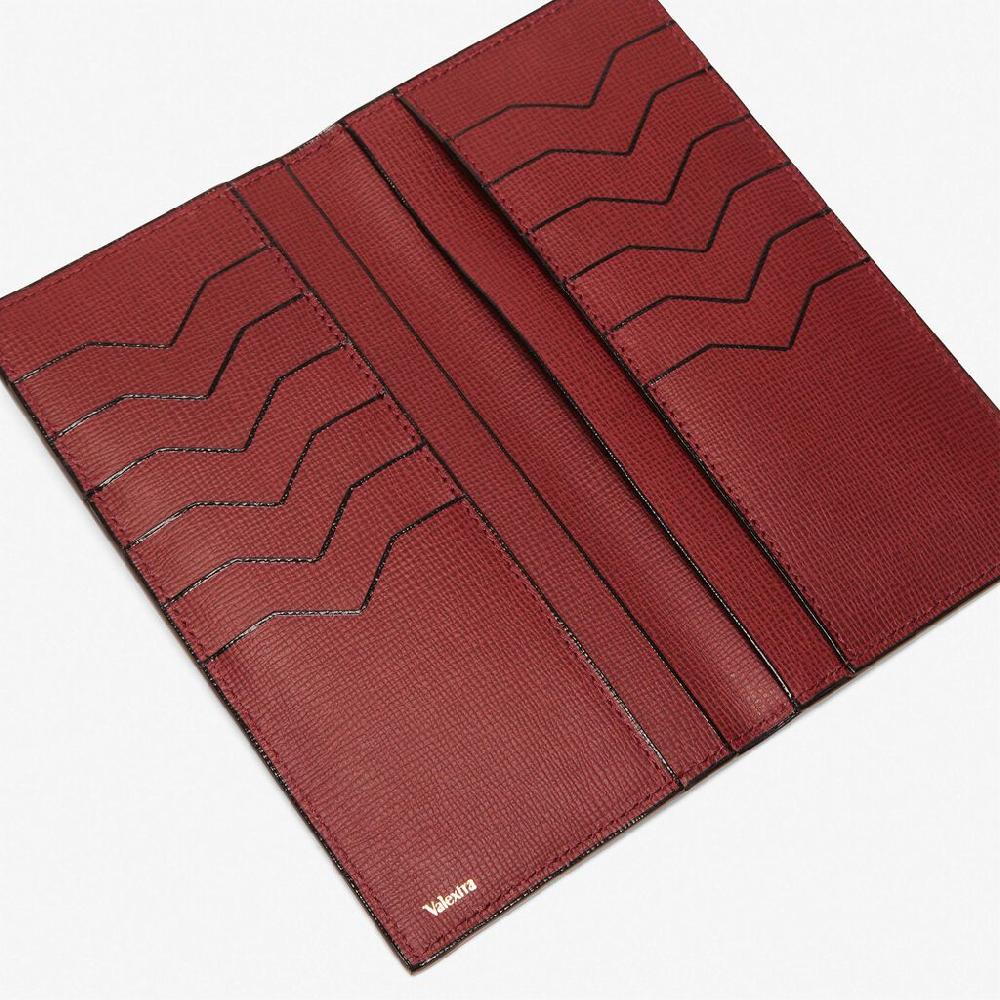 Valextra Portafoglio Verticale Bifold In Pelle Bordeaux | Valextra