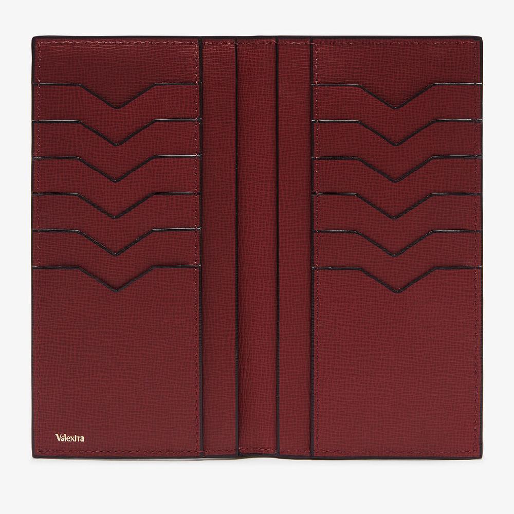 Valextra Portafoglio Verticale Bifold In Pelle Bordeaux | Valextra