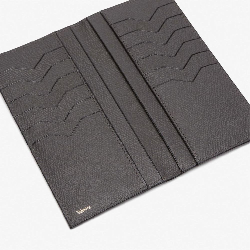 Valextra Portafoglio Verticale Bifold In Pelle Grigia | Valextra