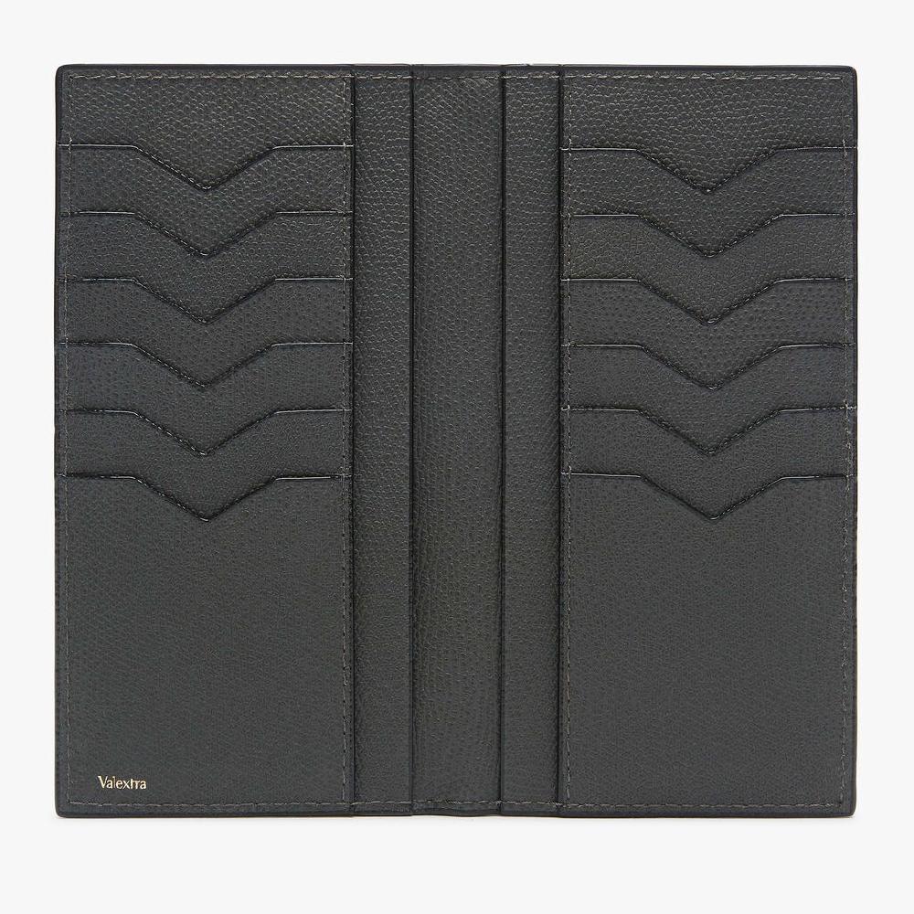Valextra Portafoglio Verticale Bifold In Pelle Grigia | Valextra