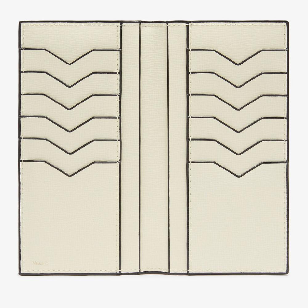 Valextra Portafoglio Verticale Con Portatessere In Pelle Bianca | Valextra