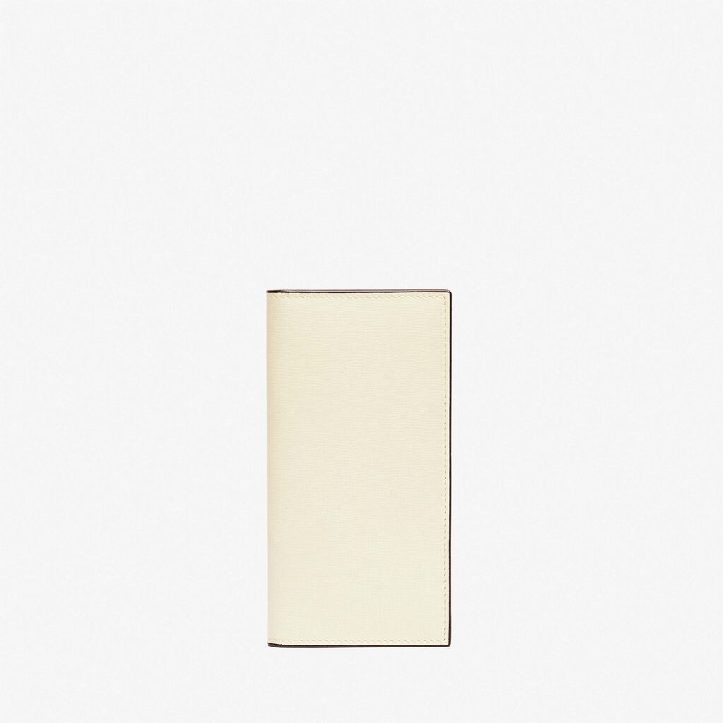 Valextra Portafoglio verticale con portatessere in Pelle Bianca | Valextra