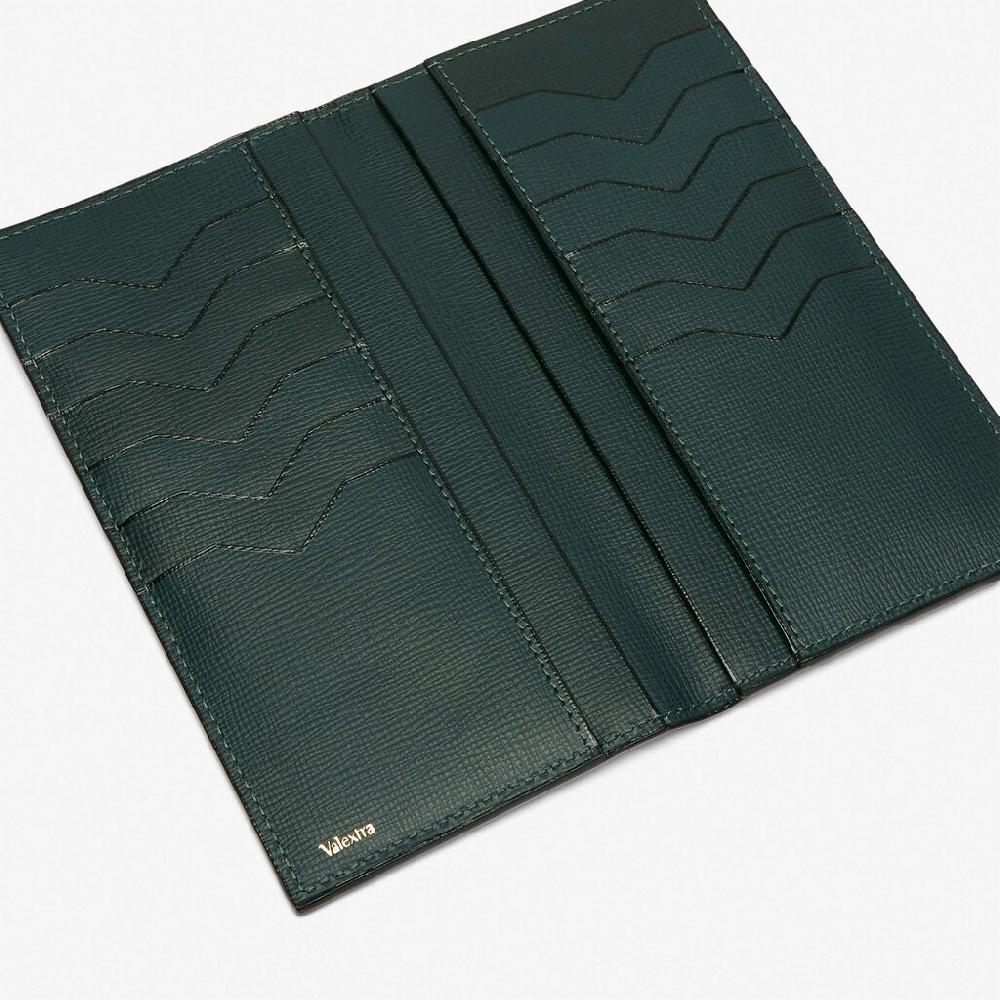 Valextra Portafoglio Verticale Con Portatessere In Pelle Verde | Valextra