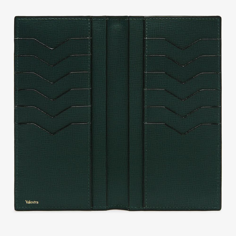 Valextra Portafoglio Verticale Con Portatessere In Pelle Verde | Valextra