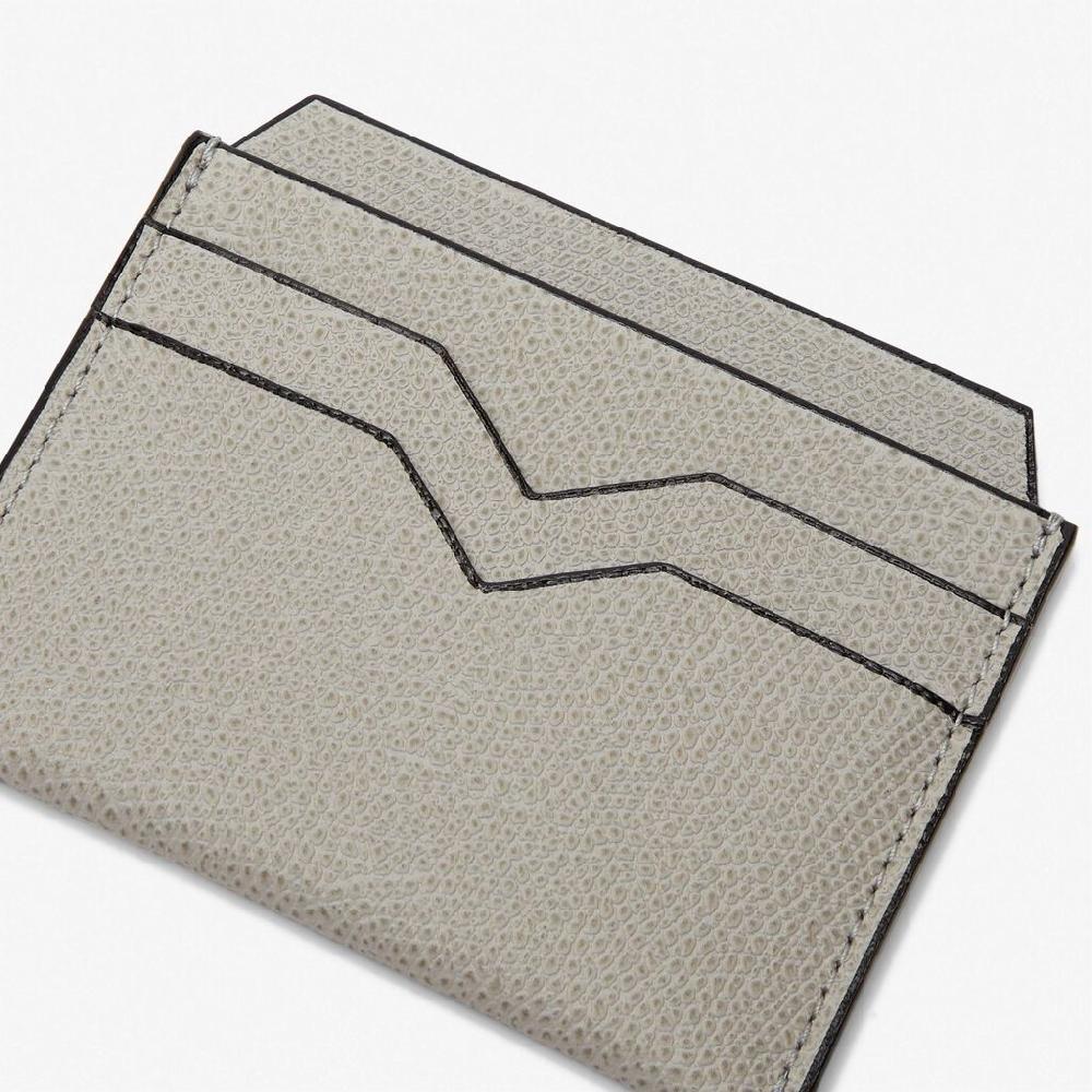 Valextra Portatessere Compatto In Pelle Grigio Chiaro | Valextra