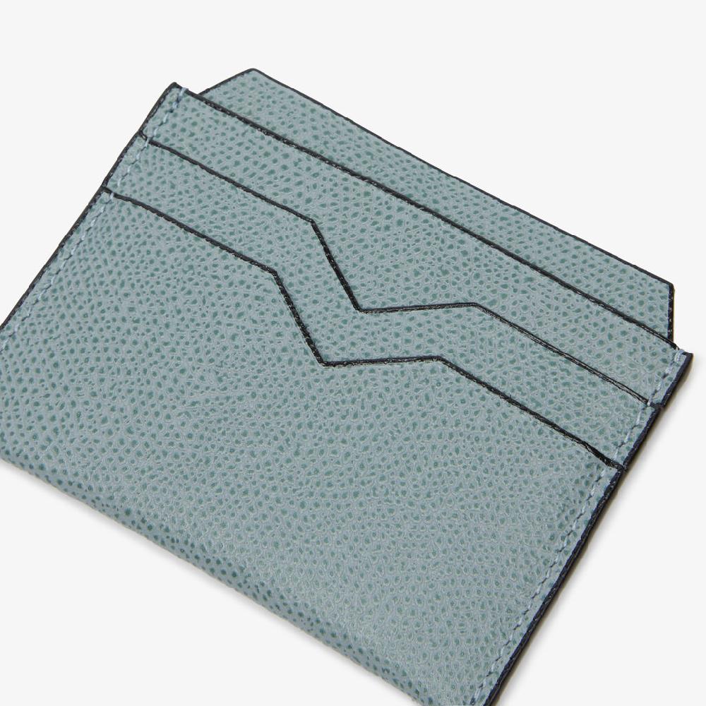 Valextra Portatessere E Carte Di Credito In Pelle Azzurra Cerulea | Valextra