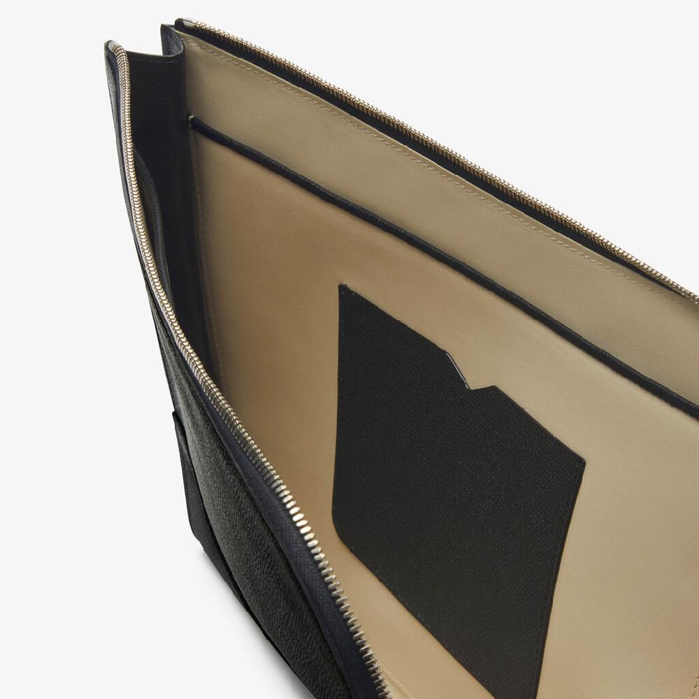 Valextra Portfolio Da Uomo Di Lusso In Pelle Nera | Valextra V-Line
