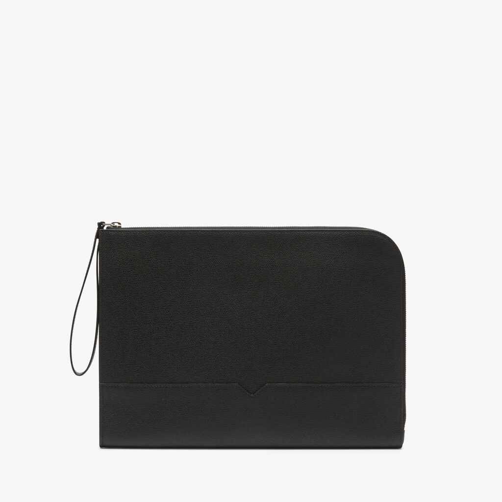 Valextra Portfolio da Uomo di Lusso in Pelle Nera | Valextra V-Line