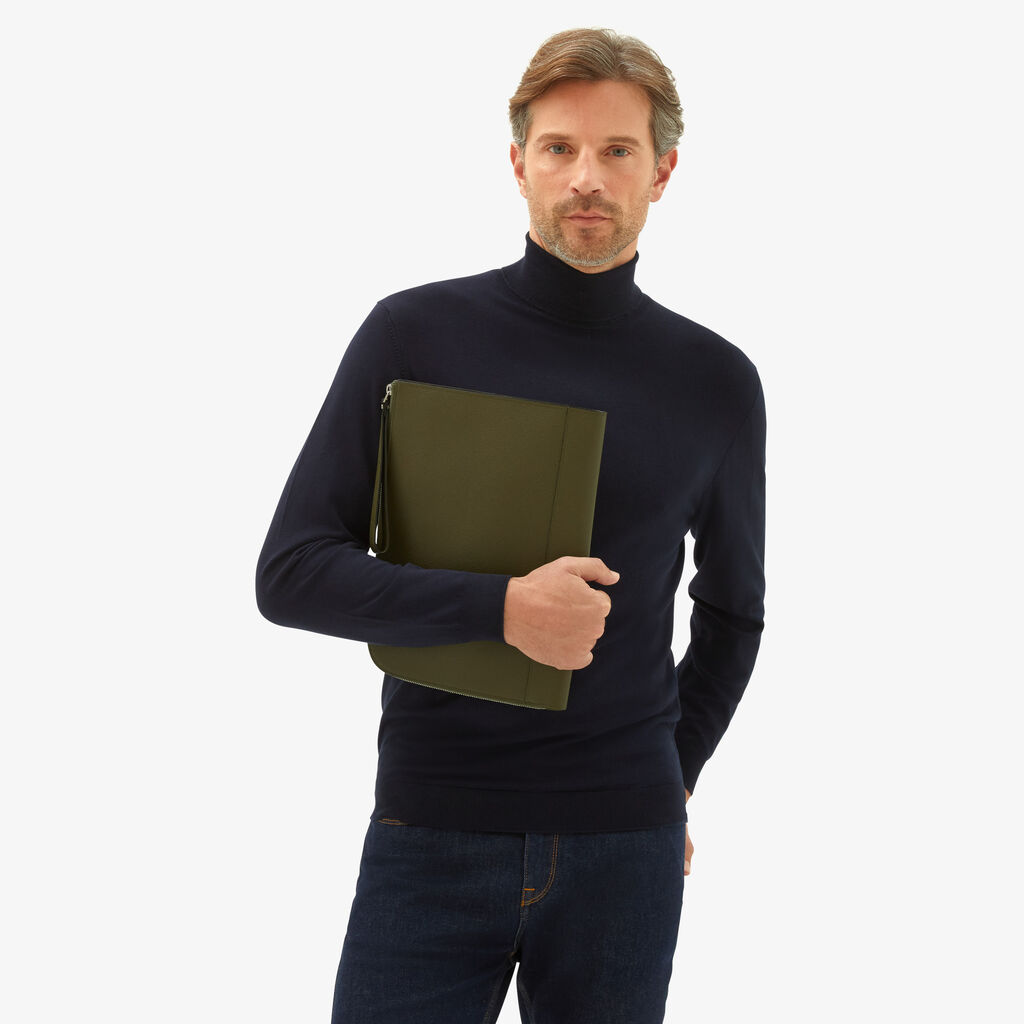 Valextra Portfolio Da Uomo In Pelle Verde Militare | Valextra My Logo