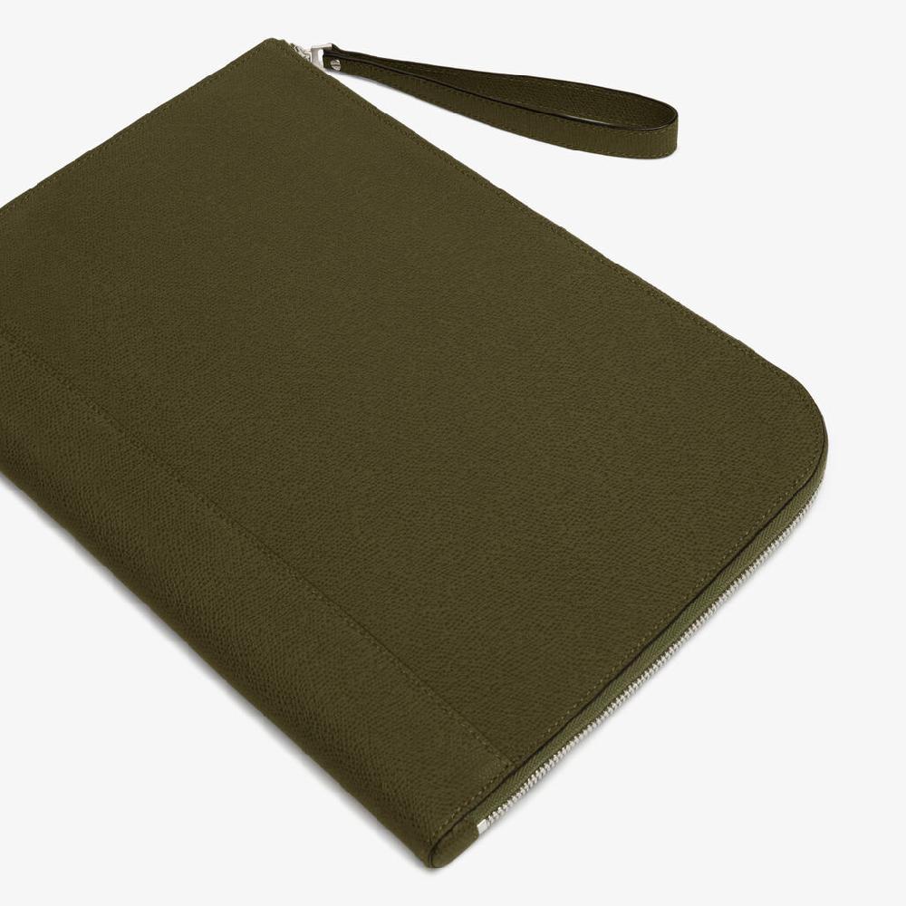 Valextra Portfolio Da Uomo In Pelle Verde Militare | Valextra My Logo