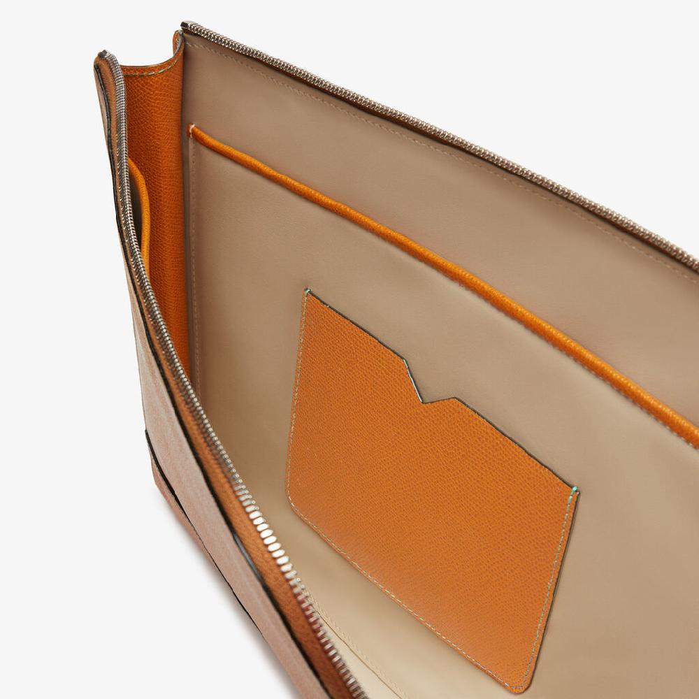 Valextra Portfolio Porta Pc Da Uomo In Pelle Marrone | Valextra My Logo