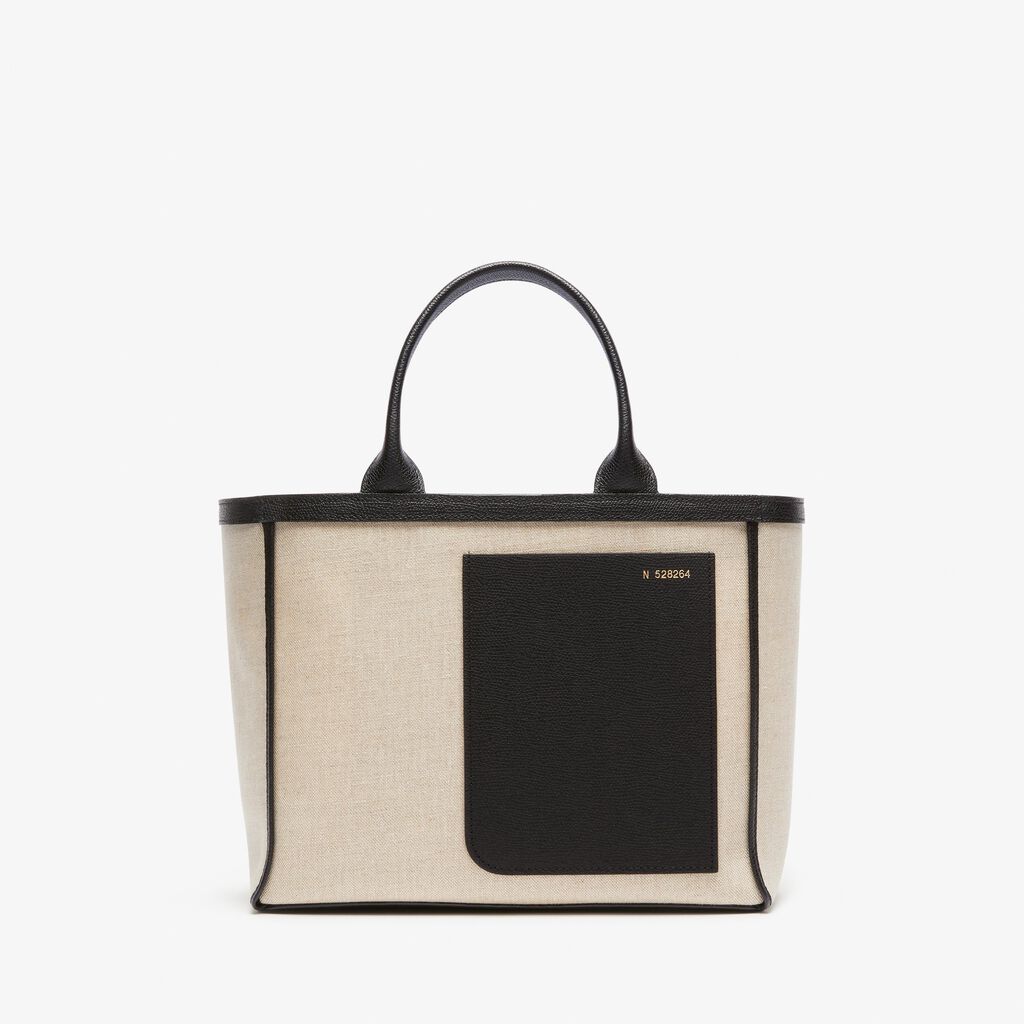 Valextra Shopping bag in canvas Mini in Tela Marrone | Valextra