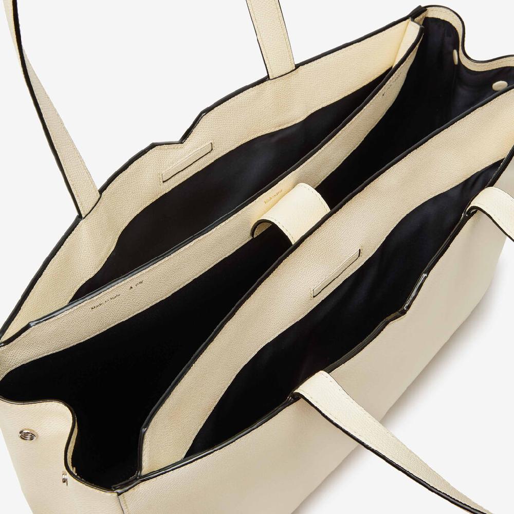 Valextra Shopping Bag Orizzontale Da Uomo In Pelle Bianca | Valextra V-Line