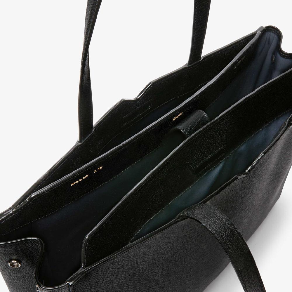 Valextra Shopping Bag Orizzontale Da Uomo In Pelle Nera | Valextra V-Line