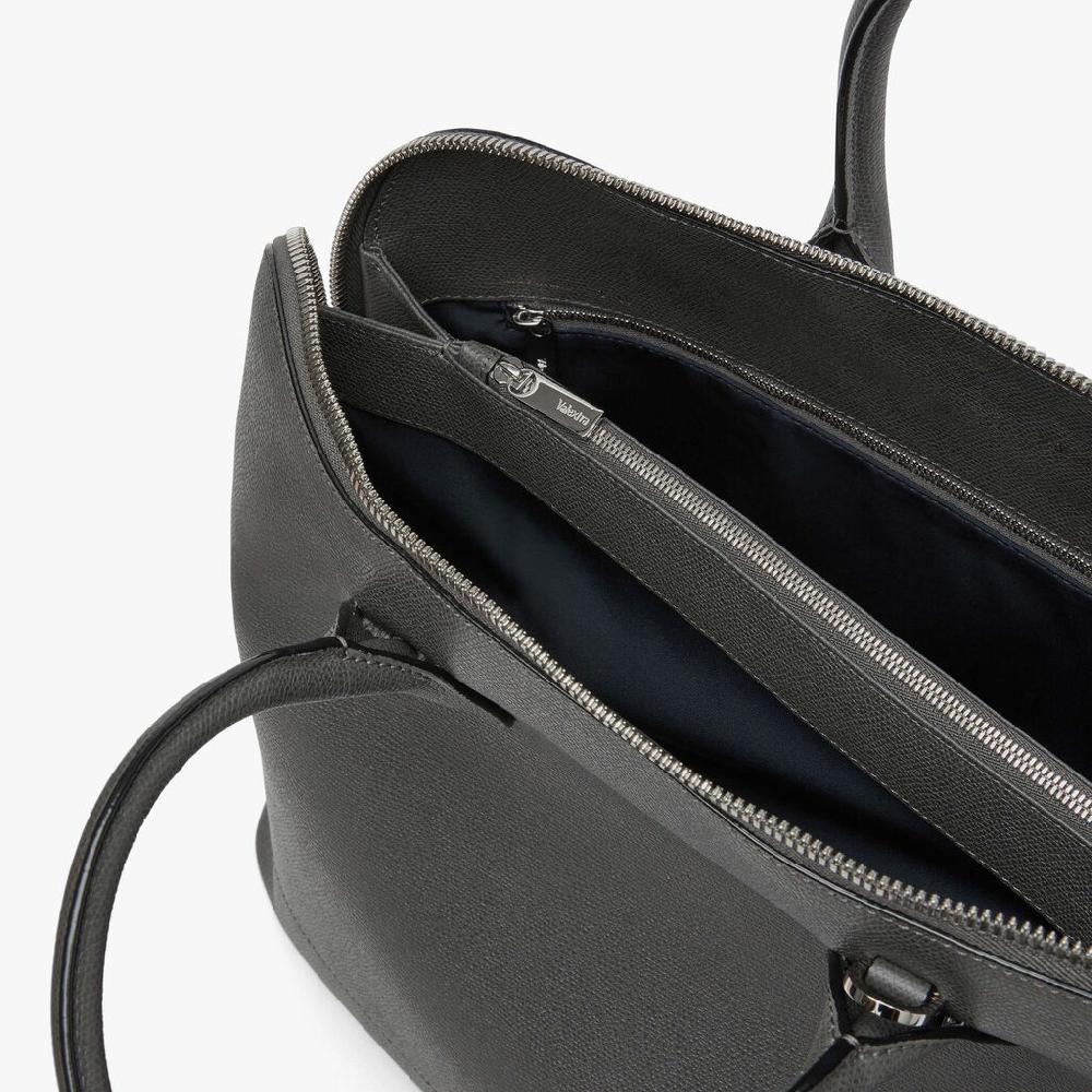 Valextra Tote Bag Con Tracolla In Pelle Grigia | Valextra My Logo