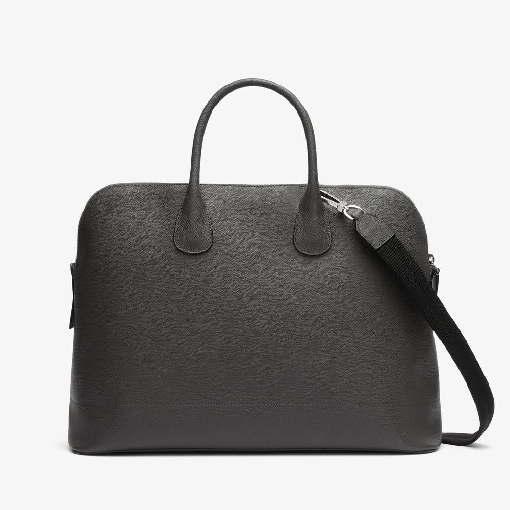 Valextra Tote bag con tracolla in Pelle Grigia | Valextra My Logo