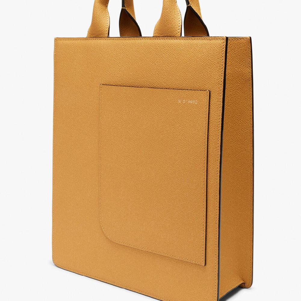 Valextra Tote Bag Con Tracolla Mini In Pelle Arancio-giallo | Valextra Boxy