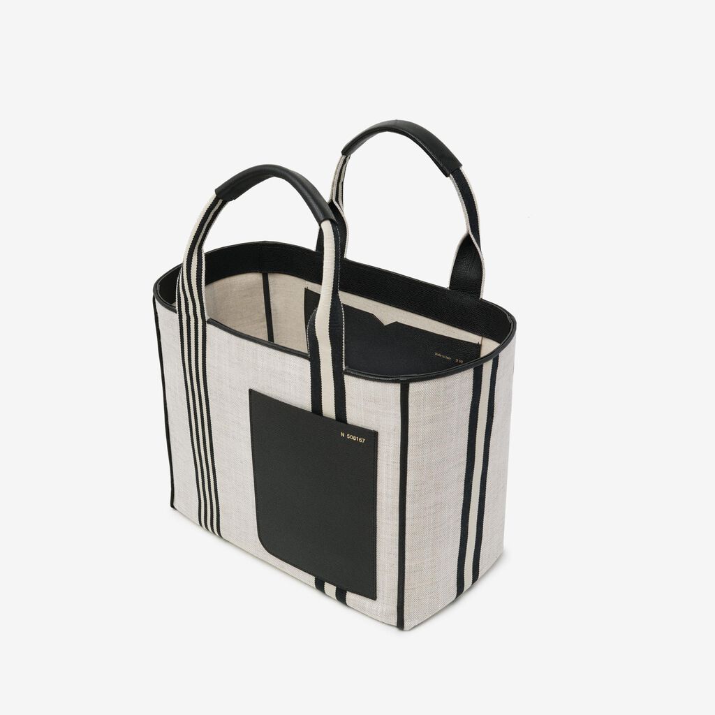 Valextra Tote Bag Media In Tessuto Marrone | Valextra