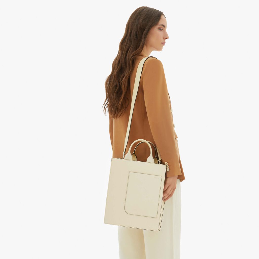 Valextra Tote Bag Mini In Pelle Bianca | Valextra Boxy