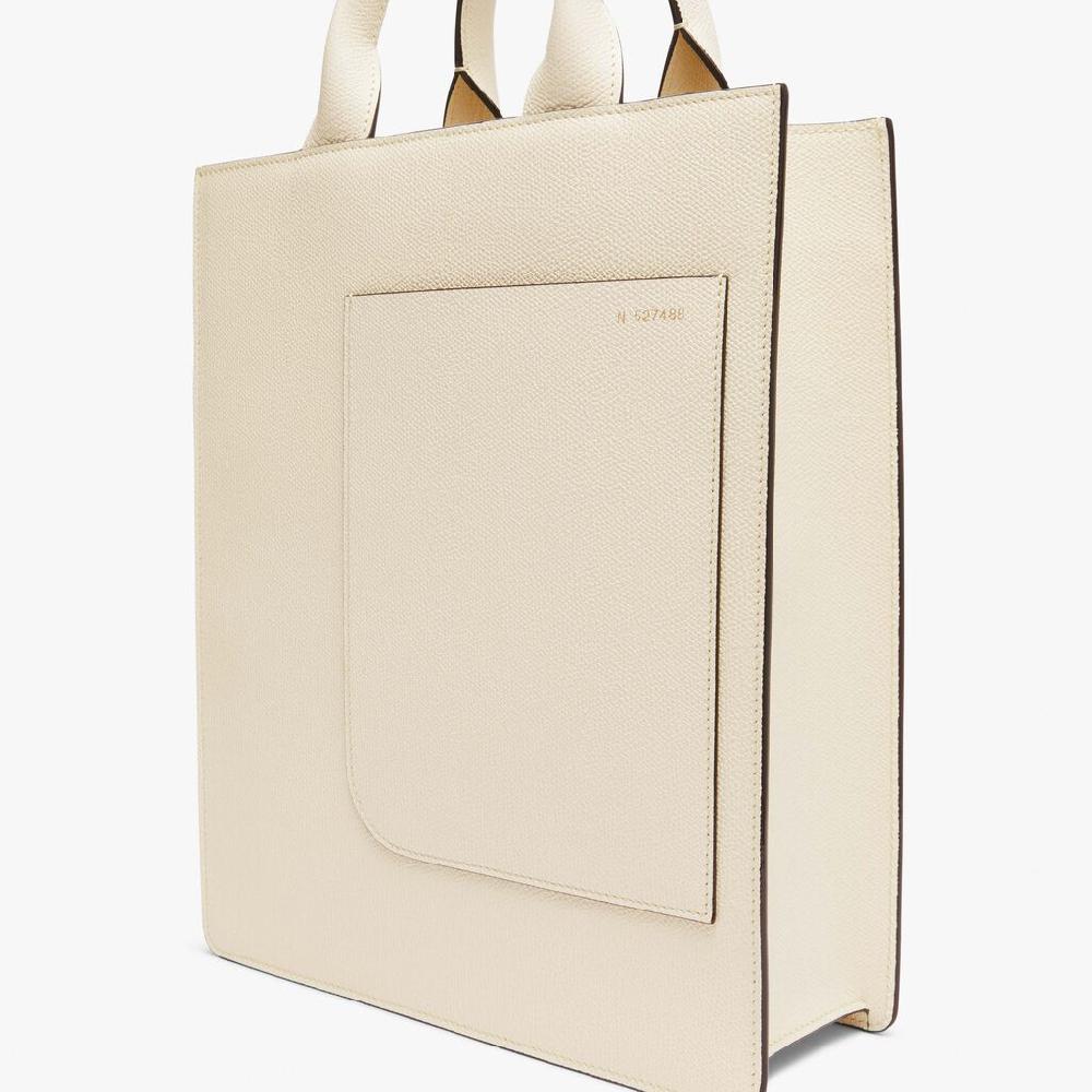 Valextra Tote Bag Mini In Pelle Bianca | Valextra Boxy