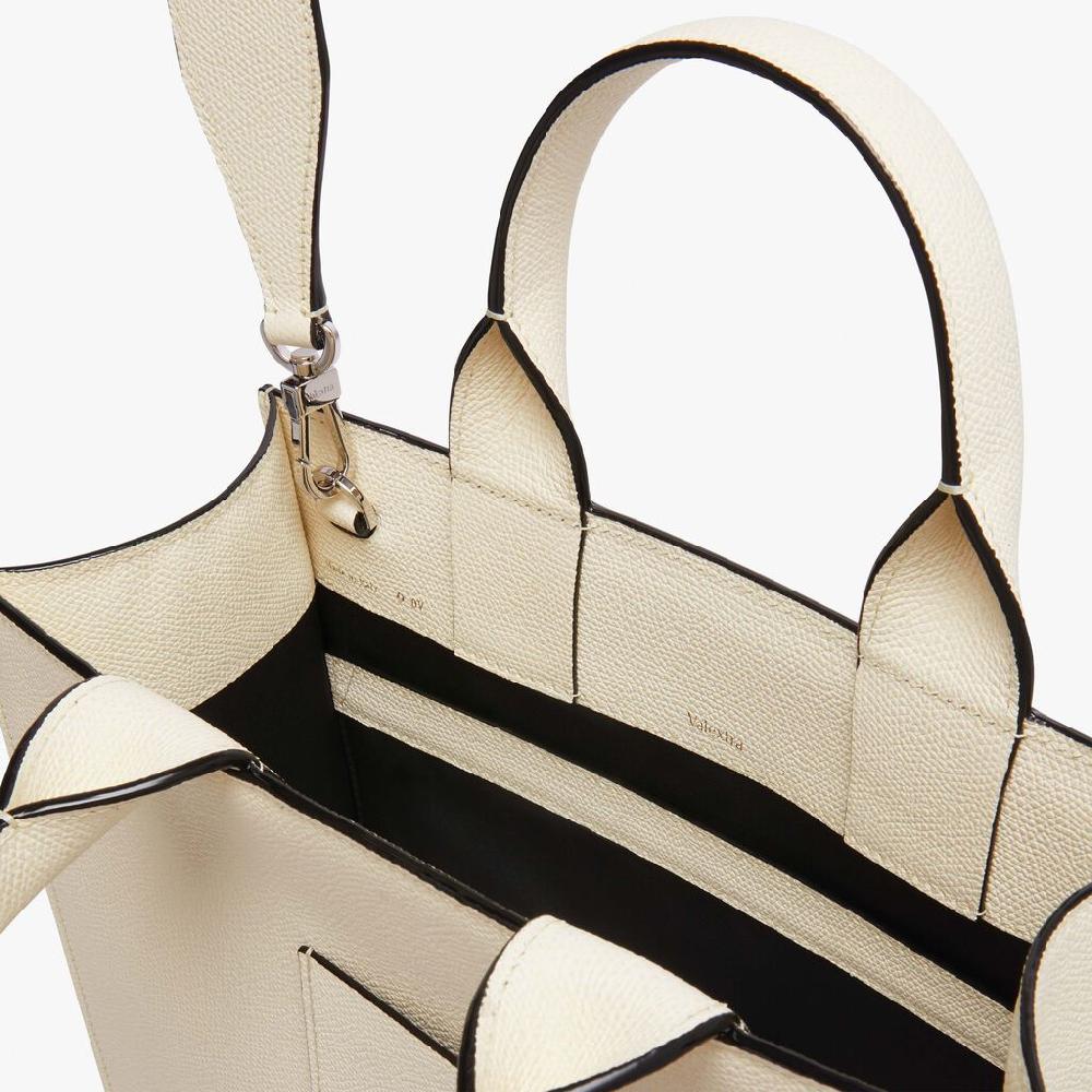 Valextra Tote Bag Mini In Pelle Bianca | Valextra Boxy