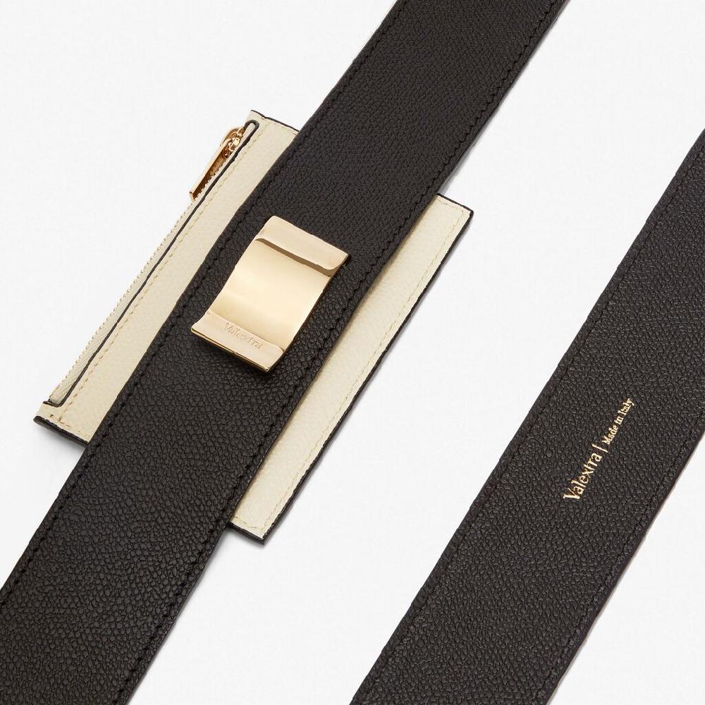 Valextra Tracolla Con Portacarte In Pelle Nera E Bianca | Valextra