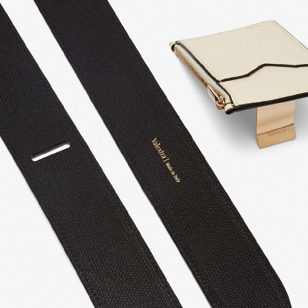 Valextra Tracolla Con Portacarte In Pelle Nera E Bianca | Valextra