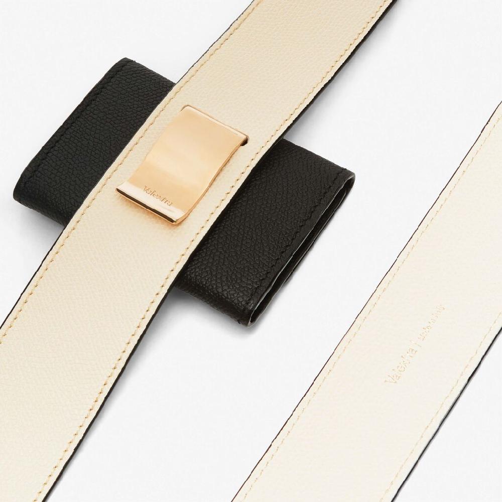 Valextra Tracolla In Pelle Bianca E Nera Con Portamonete | Valextra