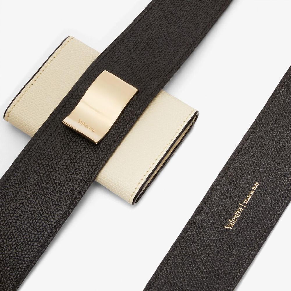 Valextra Tracolla In Pelle Nera E Bianca Con Portamonete | Valextra