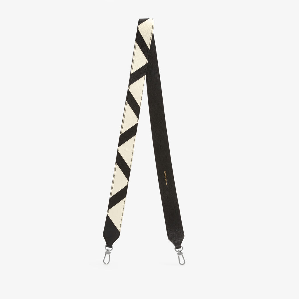 Valextra Tracolla Intarsia in Pelle Bianca e Nera | Valextra