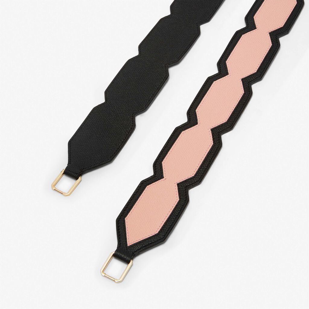 Valextra Tracolla Per Borsa A Mano In Pelle Rosa E Nera | Valextra