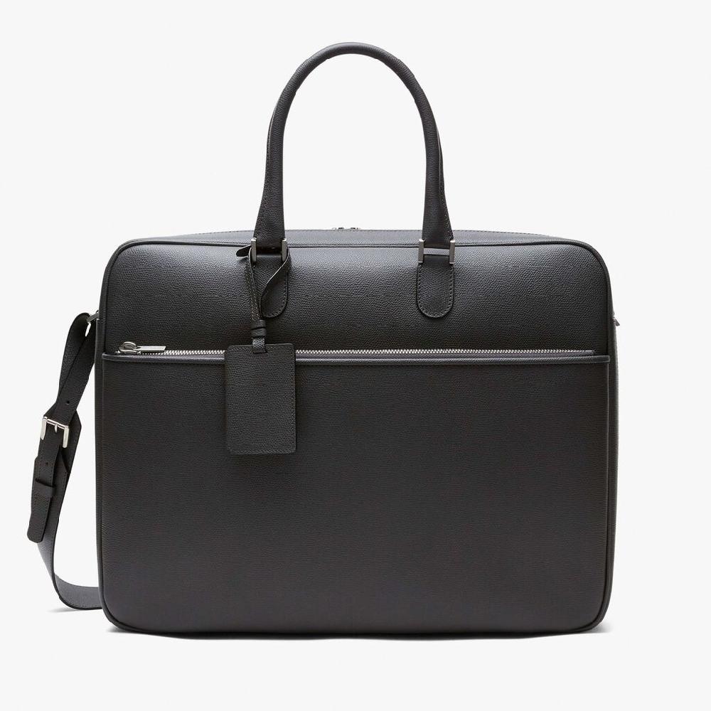 Valextra Valextra Avietta: Borsa business Grande in Pelle Grigia