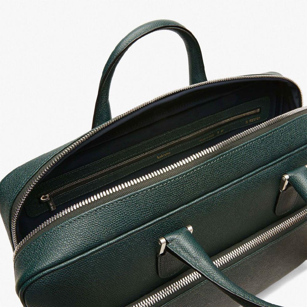 Valextra Valextra Avietta: Borsa Business Media In Pelle Verde