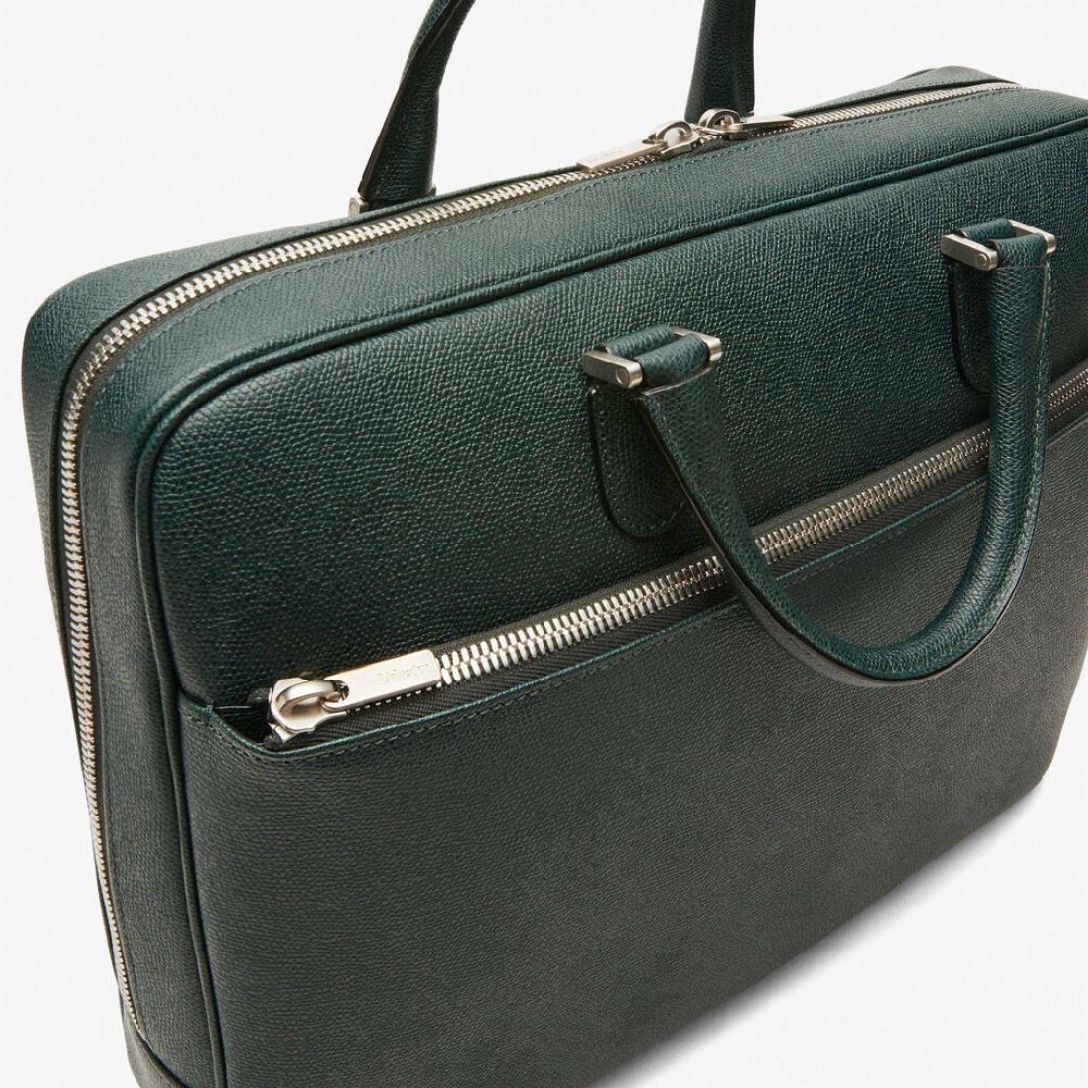 Valextra Valextra Avietta: Borsa Business Media In Pelle Verde