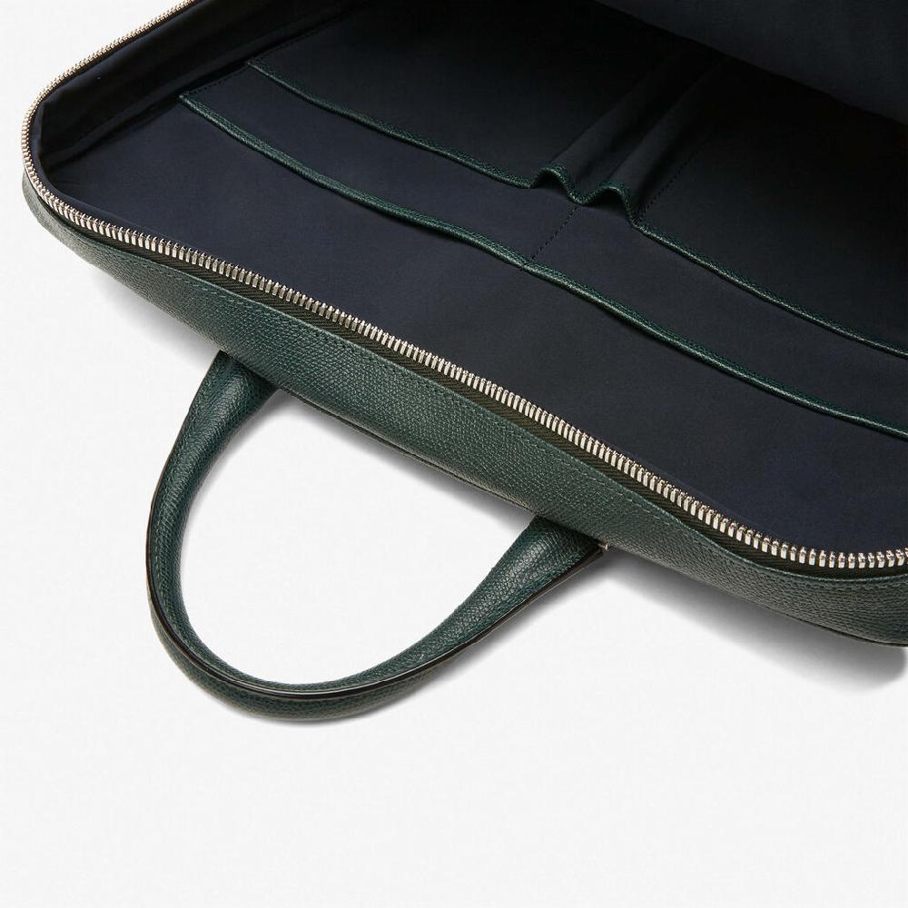 Valextra Valextra Avietta: Borsa Business Media In Pelle Verde