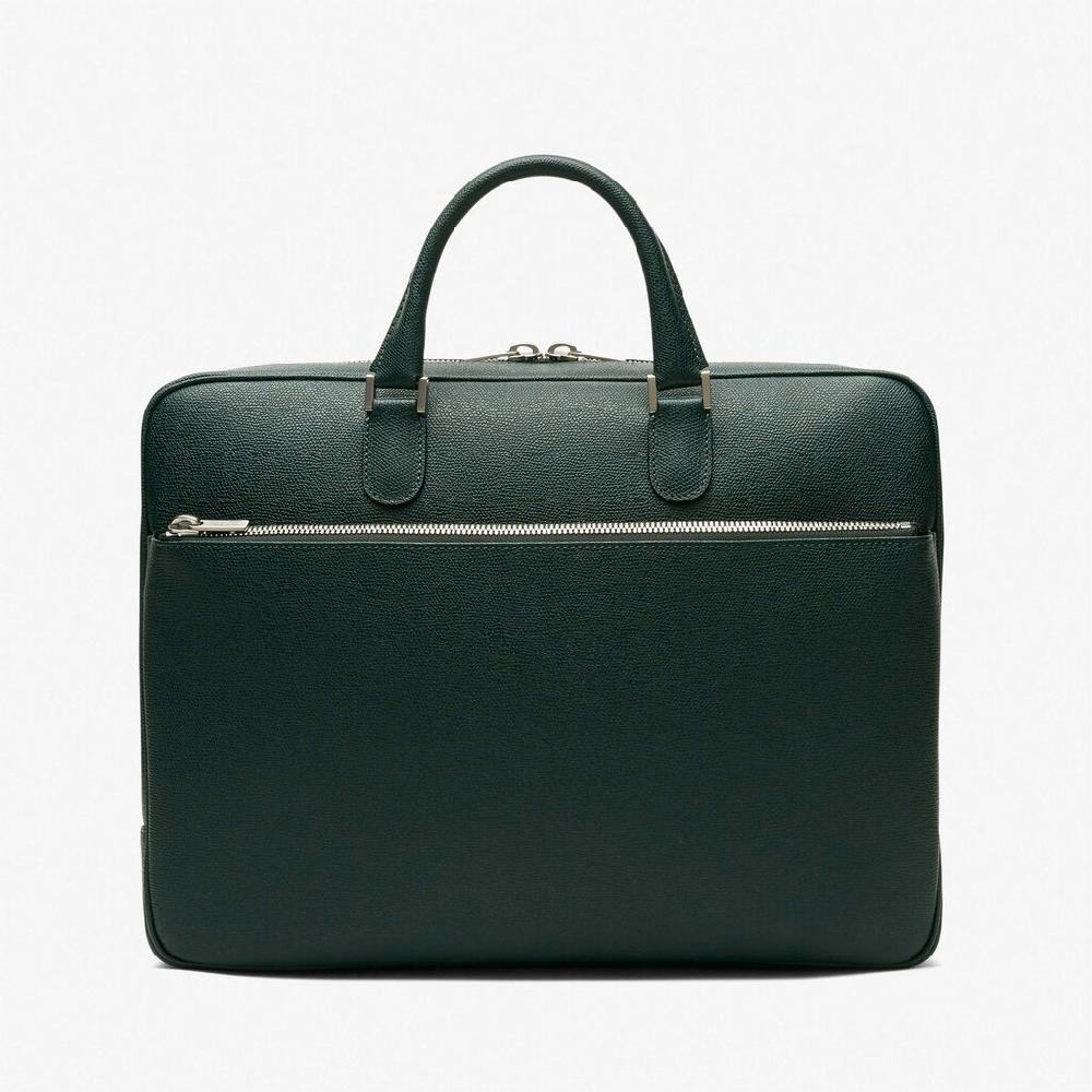 Valextra Valextra Avietta: Borsa business Media in Pelle Verde